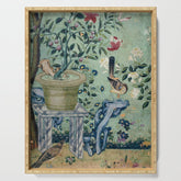 18th Century Antique Mint Chinoiserie Bird Garden Fresco 1740 Serving Tray