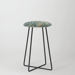 18th Century Antique Mint Chinoiserie Bird Garden Fresco 1740 Stool