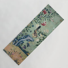 18th Century Antique Mint Chinoiserie Bird Garden Fresco 1740 Yoga Mat