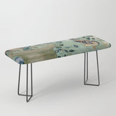 18th Century Antique Mint Chinoiserie Bird Garden Fresco 1740 Bench
