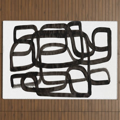 Writing On The Wall' Mid Century Modern Fun Abstract Shapes Outdoor Rug