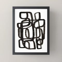 Writing On The Wall' Mid Century Modern Fun Abstract Shapes Mini Art Print