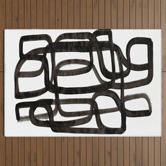 Writing On The Wall' Mid Century Modern Fun Abstract Shapes Outdoor Rug