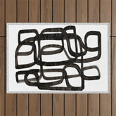 Writing On The Wall' Mid Century Modern Fun Abstract Shapes Outdoor Rug