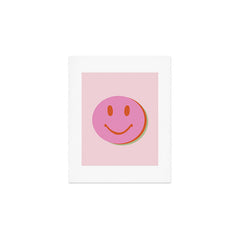 70s retro pink smiles pattern Art Print
