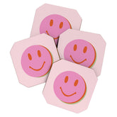 70s retro pink smiles pattern Coaster