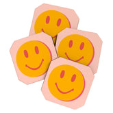 70s retro yellow smile face illustration Coaster