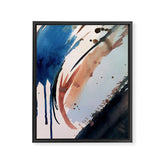 708 - a minimal mixed media abstract piece in blues, pinks, and white Framed Canvas Print