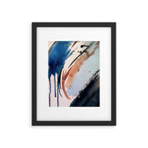 708 - a minimal mixed media abstract piece in blues, pinks, and white Framed Art Print