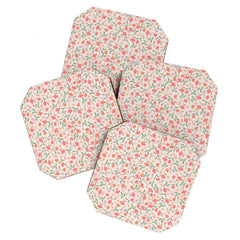 A breath of fresh air - A seamless floral pattern in pinks and reds Coaster
