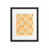 70s Orange Flower Pattern Framed Art Print
