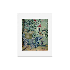 18th Century Antique Mint Chinoiserie Bird Garden Fresco 1740 Art Print