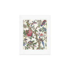18th Century Chinoiserie Magpie Ivory Peony Garden Art Print