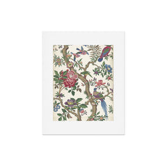 18th Century Chinoiserie Magpie Ivory Peony Garden Art Print