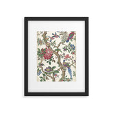 18th Century Chinoiserie Magpie Ivory Peony Garden Framed Art Print