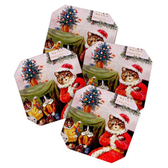 A Merry Christmas' Vintage Cat Art by Louis Wain Coaster