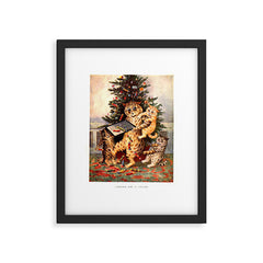 Christmas Time In Catland' Louis Wain Vintage Cat Framed Art Print