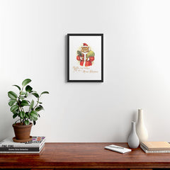 Father Christmas Cat' by Louis Wain Framed Art Print