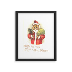Father Christmas Cat' by Louis Wain Framed Art Print