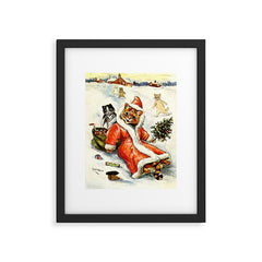 To Wish You A Merry Christmas' by Louis Wain Framed Art Print