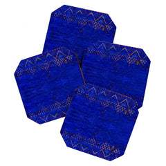 -A5- Royal Calm Blue Bohemian Moroccan Artwork. Coaster