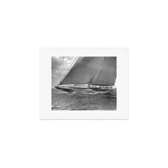 12-meter Sailing Yacht America's Cup Races nautical black and white photograph Art Print