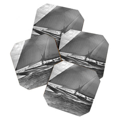 12-meter Sailing Yacht America's Cup Races nautical black and white photograph Coaster