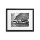 12-meter Sailing Yacht America's Cup Races nautical black and white photograph Framed Art Print