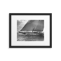 12-meter Sailing Yacht America's Cup Races nautical black and white photograph Framed Art Print