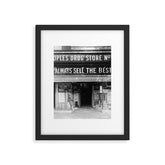 1923 People's Drug Store Prohibition Washington DC Georgetown vintage black and white photograph Framed Art Print