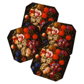 A festoon of fruit hanging from a blue ribbon 1670 still life portrait painting by Cornelis de Heem Coaster