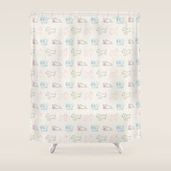 4 Pup Pals Doodle Shower Curtain