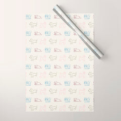 4 Pup Pals Doodle Wrapping Paper