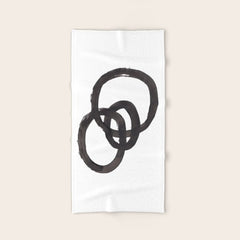 And I Op' Minimalist Ink Line Drawing Abstract Black Brush Strokes Modern Funky Maze by Ejaaz Haniff Bath Towel