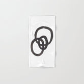 And I Op' Minimalist Ink Line Drawing Abstract Black Brush Strokes Modern Funky Maze by Ejaaz Haniff Bath Towel
