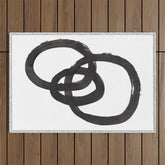 And I Op' Minimalist Ink Line Drawing Abstract Black Brush Strokes Modern Funky Maze by Ejaaz Haniff Outdoor Rug