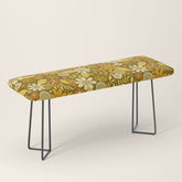 1970s Retro Flowers Pattern in Yellow, Orange & Olive Green Bench