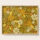 1970s Retro Flowers Pattern in Yellow, Orange & Olive Green Serving Tray