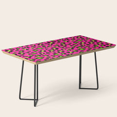80s Neon Pink and Lime Green Leopard Coffee Table