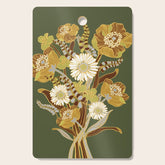 70s, flowers, green, retro, vintage, floral bouquet, olive green Cutting Board