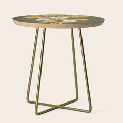 70s, flowers, green, retro, vintage, floral bouquet, olive green Side Table