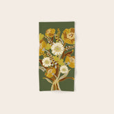 70s, flowers, green, retro, vintage, floral bouquet, olive green Bath Towel