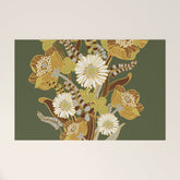 70s, flowers, green, retro, vintage, floral bouquet, olive green Welcome Mat