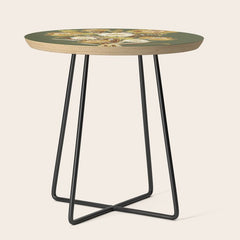 70s, flowers, green, retro, vintage, floral bouquet, olive green Side Table