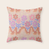 70s Retro Floral vibe Throw Pillow
