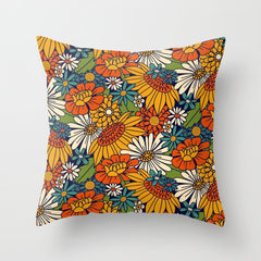 70s Retro Floral - Bold Throw Pillow