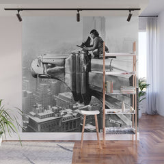 1930 Margaret Bourke-White atop of the world New York City skyline black and white photograph Wall Mural