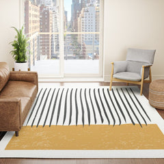 (White Background) Mid Century Modern Minimalist Rothko Inspired Color Field With Lines Geometric Style Rug