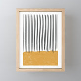 (White Background) Mid Century Modern Minimalist Rothko Inspired Color Field With Lines Geometric Style Mini Art Print