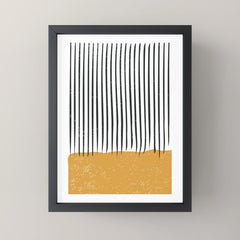 (White Background) Mid Century Modern Minimalist Rothko Inspired Color Field With Lines Geometric Style Mini Art Print